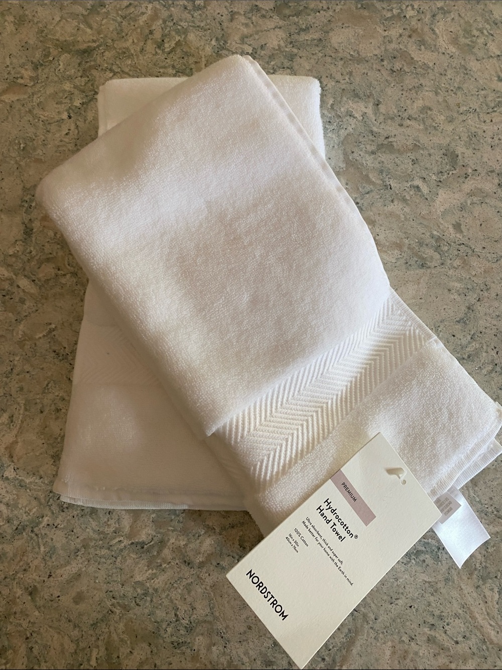 Nordstrom White Cotton Hand Towels - Set of Two